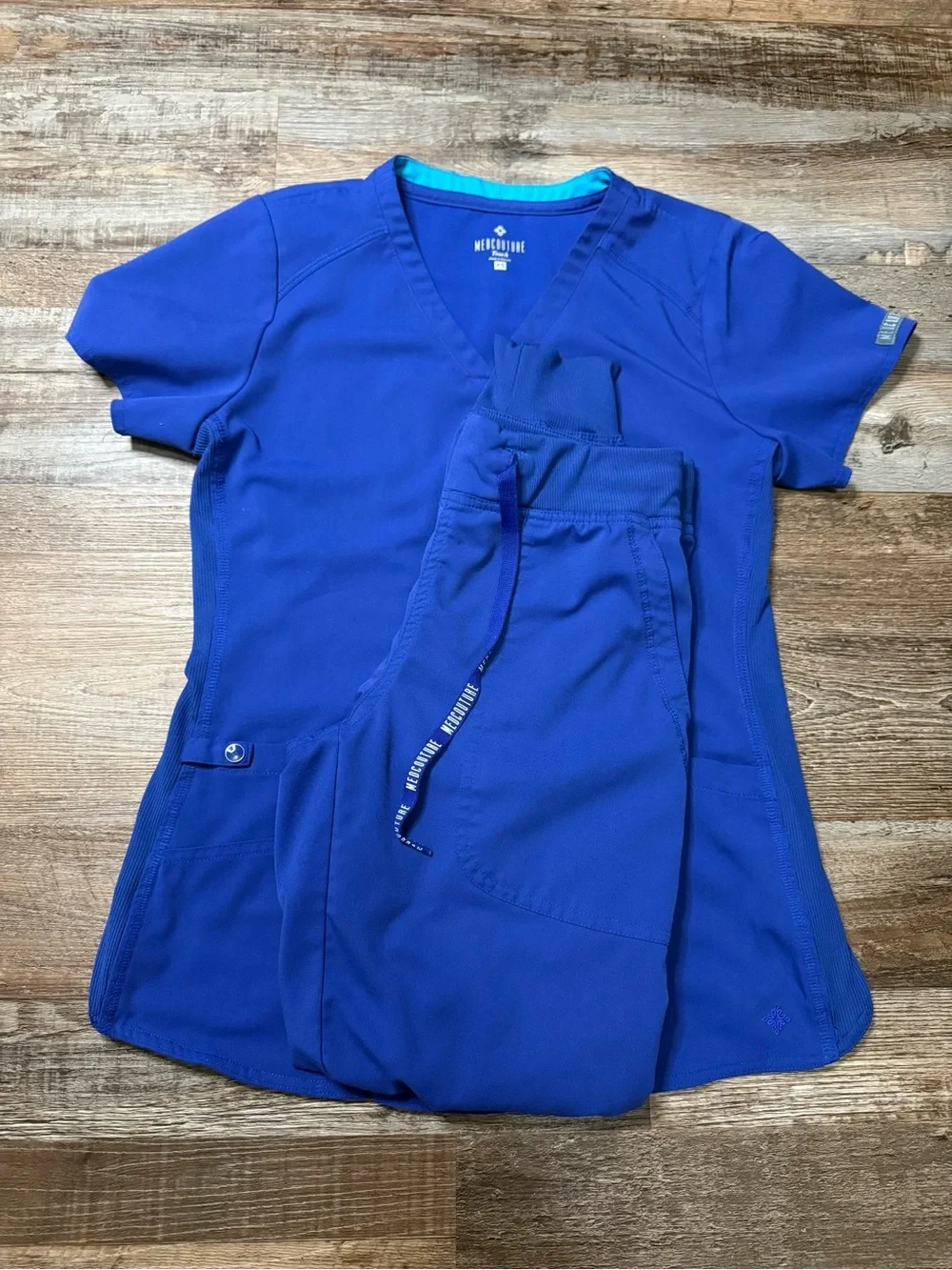 Med Couture Royal Blue Scrub Top and Pants Set